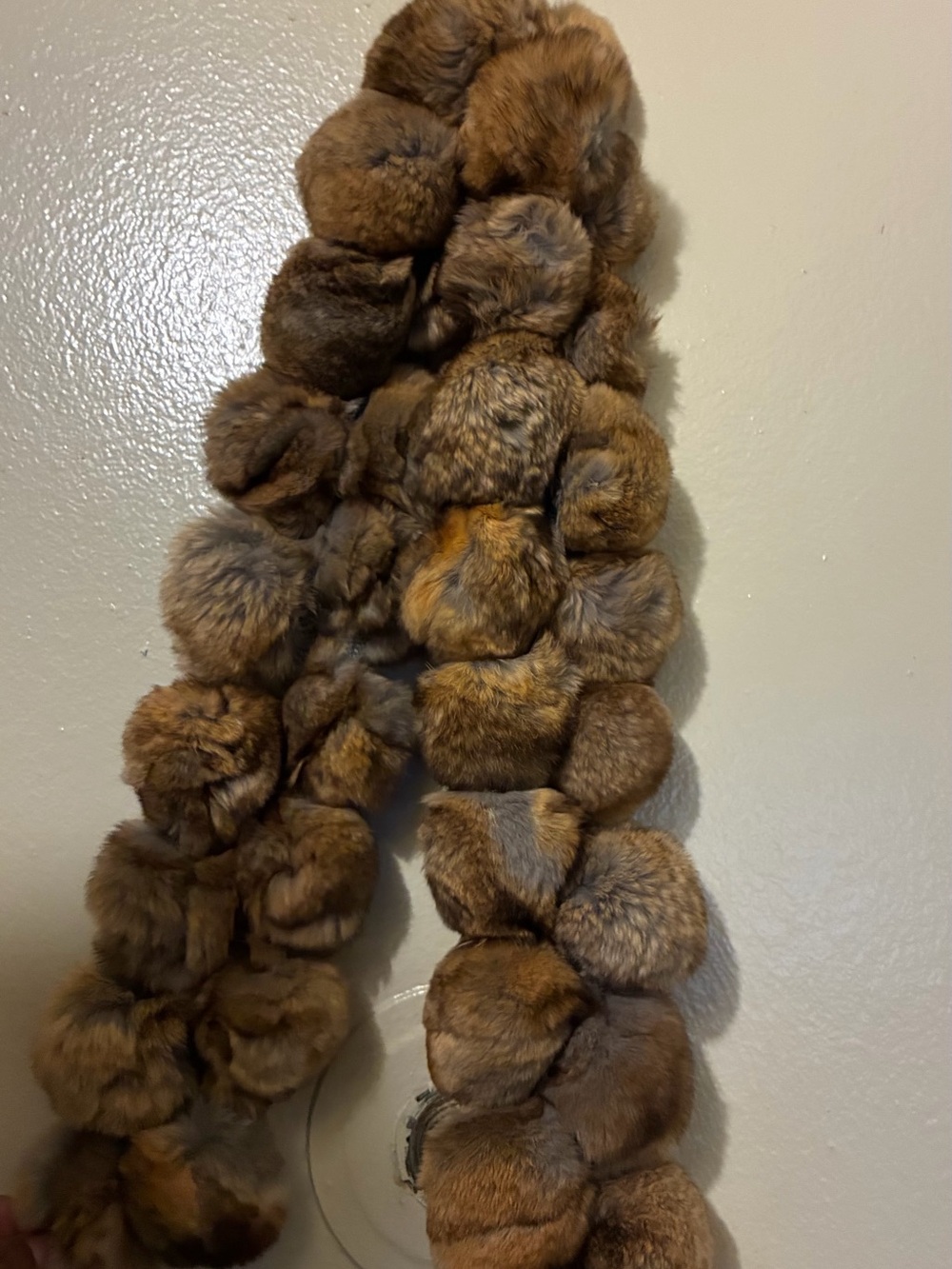 Fox’s Brown Fox Fur Pom-Pom Scarf
